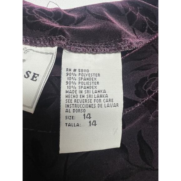 Vintage Studio Ease Womens Velvet Cardigan Top Floral Plum Size 14 Dark Romance - Picture 9 of 10